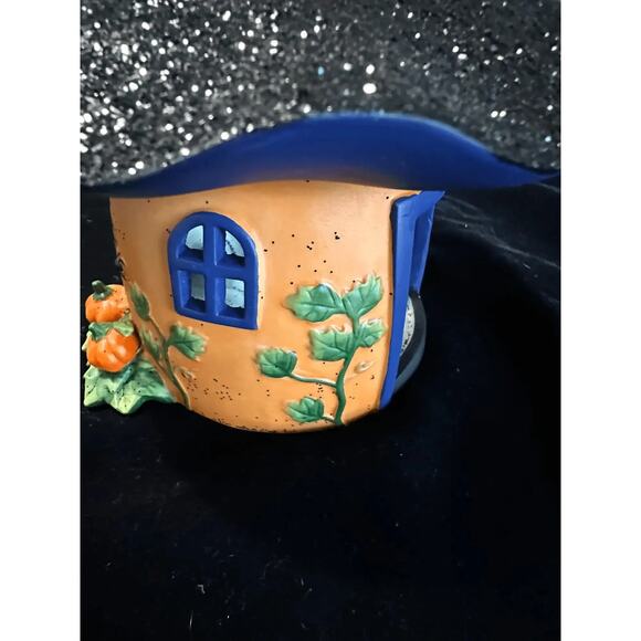 PartyLite Pumpkin Witch House Tealight Holder Halloween Decor Votive Glitter - Picture 6 of 10